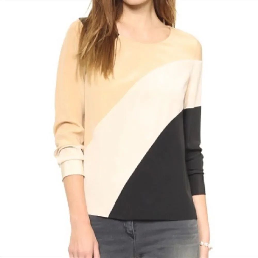 Diane Von Furstenburg silk colorblock top